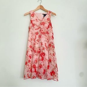 Pink Floral V-Neck Dress